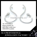High end fashion jewelry snake S shaped earrings jewelry wholesale sterling silver cz stud earrings for women