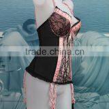 Wholesale Women Shapewear, Black Lace Pink Bow Sexy Corset thumbnail-2