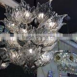 simple design iron frame plus maple leaf shape art glass chandelier