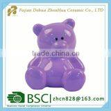 Purple Ceramic Bear Coin Bank for Gift Decoration thumbnail-1