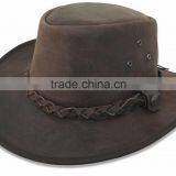 Western / Australian / Aussie / Outback Real Leather Bush Hat With Chinstrap thumbnail-1