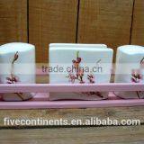 2015 New Decal Ceramic Salt and Pepper Shaker With Napkin Holder Set