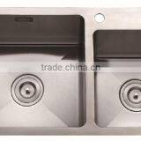 Top-Mount / Drop In Stainless Steel Double Bowl Kitchen Sink 8142B thumbnail-1