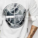 Daijun High Quality no Zipper and no Pocket 100% Cotton Round Neck Grey Silk- Printing on the Chest Logo Men Led Hoodie thumbnail-3