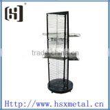 Metal Rotating Store Display Stand With Hooks HSX-S714 Rotating Wire Display Stands