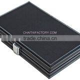 Traditional DOMINOES in FAKE LEATHER Black Vinyl Box With Classic White Stitch - D6, D9, D12