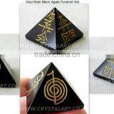 BLACK AGATE USUI REIKI PYRAMID SET