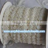 Cheap Wholesale-15 meter 7mm plastic flat back snow pearl chain white cabochon beaded trims sewing