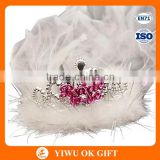 Adult plastic bride crown with white feathers