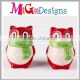 Christmas Salt and Pepper Shaker Ceramic Owl Shaped