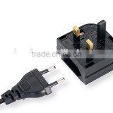 Hot Selling 2 Pin to 3 Pin Plug Euro to UK Power Plug Converter With Fuse CE