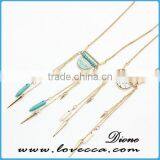 Wholesale Synthetic Gemstone Tassel Necklace With Long Gold Druzy Chain thumbnail-6