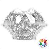 Royal Blue Cotton Sequins POM Pom Bow Diaper Covers for Baby Baby Diaper Cover Bloomers thumbnail-4
