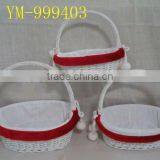 Small White Wicker Christmas Gift Basket With Fabric Liner thumbnail-1