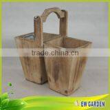 Elegant Handmade Indoor And Outdoor Wood Split Pot Planter With Handle thumbnail-6