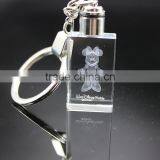 3D Laser Colorful Lighted Crystal Key Chains Key Ring With Metal Ring thumbnail-2