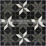 MM-CV293 High Quality Fan Natural Stone Black Grey White Flower Marble Mosaic Tile