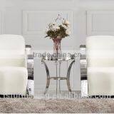 FS 012 Elegant White Color Genuine Leather Leisure Chair Single Chair Visitor Hotel Room Bedroom Chair Wedding Silver Chairs thumbnail-1