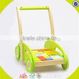Wholesale Top Quality Wooden Baby Blocks Cart Toy Colorful Wooden Baby Blocks Cart Push Walker W16E027 thumbnail-1
