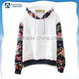 Women White Floral Long Sleeve Drawstring Hoodie thumbnail-1