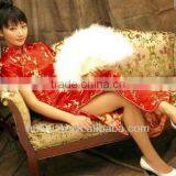 Chinese Traditional Red Short Sleeve Long Length Cheongsam thumbnail-1