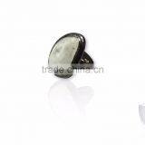 Sterling Silver Uncut Gemstone Ring With White Moonstone thumbnail-1