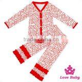 2017 Valentine's Day Set Baby Girl Clothing Set Letter Printed Long Sleeve Ruffle Bottom Children Top + Pant Matching Sets thumbnail-6