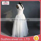 Applique Lace Deep V Neck Wedding Dress thumbnail-3
