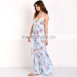 Free Size Flowy Crepe Boho Lace Floral Women Printed Relaxed Fit Maxi Dress thumbnail-2