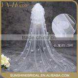 Hot Sale Long Soft Tulle Lace Cathedral Train Ivory Wedding Veil thumbnail-1