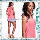 High Quality Super Soft Colorfast Dyeing Womens Sleeveless Wide O Neck Tank T-Shirt thumbnail-3