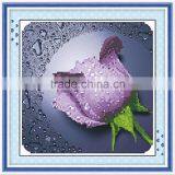 Custom Handmade Red Flower Pattern Embroidery Diamond Painting Cross Stitch Fabric Kit thumbnail-4