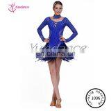 L-13104 2014 Fringe Royal Blue short latin dance dress