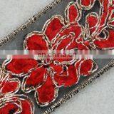 New Products Red Lint Flower With Gold Lurex Voile Trim thumbnail-2