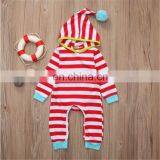 Newborn Cute Striped Rompers Baby Boys Girls Hooded Romper Jumpsuit thumbnail-5