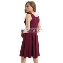 Evenings Women's Tea Length Dress With Rosette Detail V Neck Casual Dress Summer Solid thumbnail-3