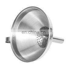 Silver Metal Cooking Funnel Food Stainless Steel Kitchen Funnel With Strainer Filter for Transferring Liquid Dry Ingredient thumbnail-5