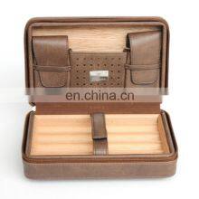 Custom Luxury pu Leather Cedar Lining Carry Portable Waterproof Humidor Travel Leather Cigar Case thumbnail-2