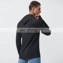 Hot Selling Men's Casual Jogging Sports Hoodie Thumb Hole Quick Dry Long Sleeve Workout Fitness Pullover Gym Shirt Clothes thumbnail-5