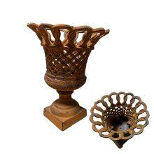 Antique Style Garden Planter Antique Brown Cast Metal - Flower Pot Plant Pot thumbnail-3