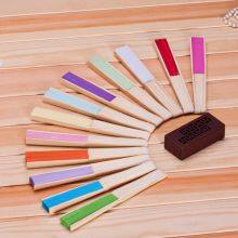 Wholesale Custom Printed Logo Bamboo Folding Hand Fan for Wedding Wooden Hand Held White Paper Folding Hand Fan thumbnail-5