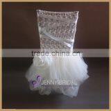 C133C white tull bandage banquet sequin chair cover factory