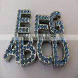 Zinc Alloy 18mm Slide Letters With Light Blue Rhinestones thumbnail-1
