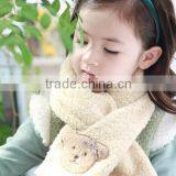 Wholesale Sweet Cute Bear Flower Pattern Plain Fleece Fashion Baby Kids Girls Winter Scarf thumbnail-5