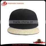 High quality blank snapback cap with crocodile leather brim