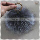 Fluffy Fox Fur Ball Keychains With Gold Metal thumbnail-5