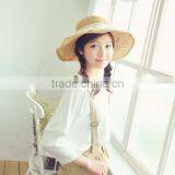 Custom Wholesale Handmade Fashion Floppy Wide Brim Straw Hats With Lace thumbnail-3