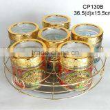 CP130B 6pcs glass jar set with metal rack and decal printing