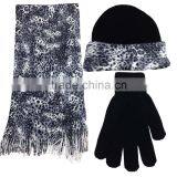 wlyiwuchuchu0519-12 2015 fancy wholesale women's knitted animal print hat and scarf sets wholesle scarf