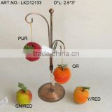 2014 Artificial Fake Fruits Christmas 2.5*3" Artificial Sugar Apple With Glitter Christmas Tree Decoration